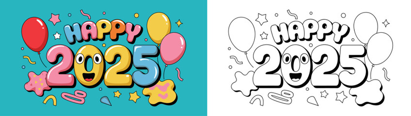 Cute 2025 illustration vector design