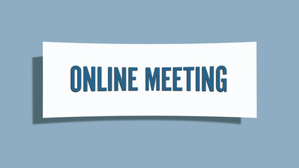 Online Meeting. A card isolated on blue background.