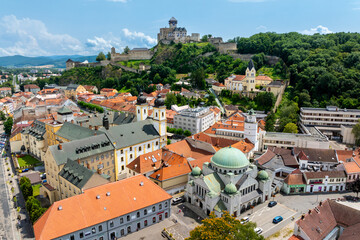 City and Castle in Trenčín, Slovakia - Aerial View of Historic Landscape