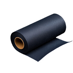 Black roll of fabric on a transparent background