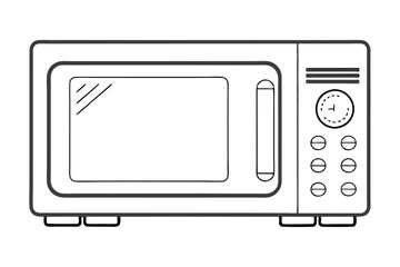 Minimalist Line Drawing of a Microwave Oven Simple and Clean Illustration