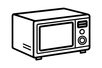 Minimalist Line Drawing of a Microwave Oven Simple and Clean Illustration