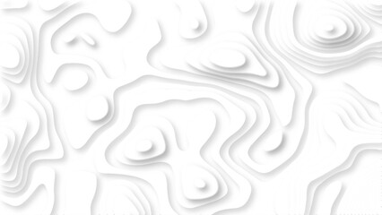 Abstract 3D background creative pattern in illustration with white color design in papercut.Topographic canyon geometric map relief texture with curved layers and shadow. Abstract realistic papercut	
