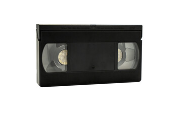 Obraz premium A black and white video tape with a white background. The tape is empty and has no visible content