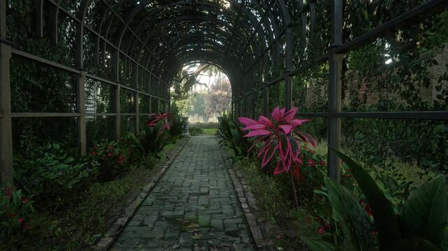 3D. USA. New Orleans. In the mansion archway to the garden