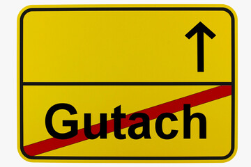 Illustration eines Ortsausgangsschildes von Gutach in Baden-Württemberg