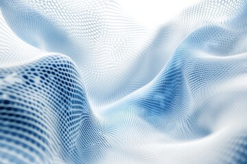 This artwork showcases a fluid arrangement of blue and white lines creating a mesmerizing 3D effect with a modern aesthetic. Generative AI