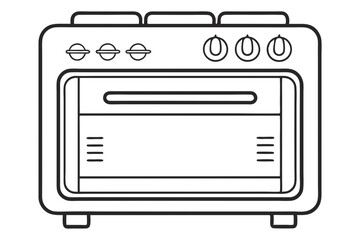 Minimalist Line Drawing of Oven Vector Art Illustration
