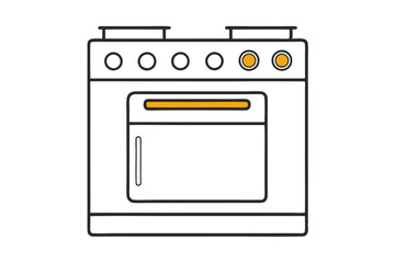 Minimalist Line Drawing of Oven Vector Art Illustration