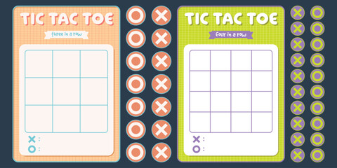 Set of Printable Tic Tac Toe Paper Game
