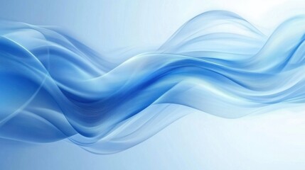 Fototapeta premium Elegant blue abstract waves flowing across a light background