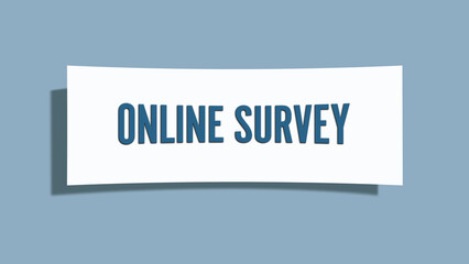 Online Survey. A card isolated on blue background.