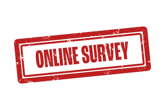 Online Survey. A red stamp isolated on white background.