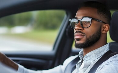 Man Driving Through Scenic Countryside Landscape