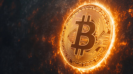 Golden Bitcoin Symbol with Glowing Aura