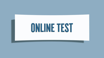 Online Test. A card isolated on blue background.