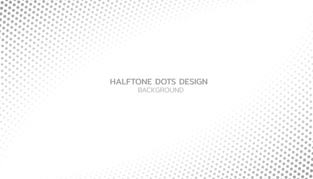 Halftone gray dots gradient on white background, Curved twisted slanting design lines abstract pattern or Rounded corner, Templates for business cards, brochures, posters, covers.