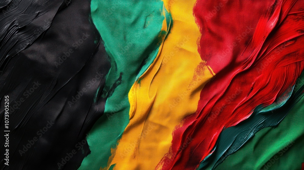 Poster abstract representation of colors resembling a flag's design in paint.