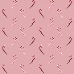 Candy cane Christmas seamless pattern pink