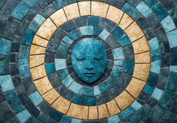 Naklejka premium Intricate mosaic art with serene face