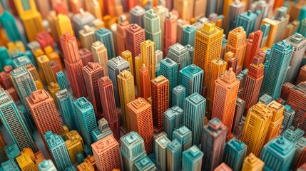 Fototapeta premium Colorful abstract 3D cityscape buildings