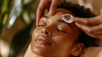 Masseuse Using Crystal Roller for Relaxation and Care