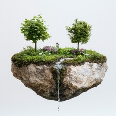 Floating garden with waterfall