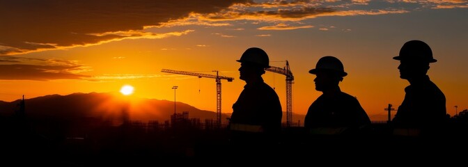 Silhouettes of engineers composition background