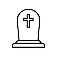 Obraz premium Gravestone Icon with Cross Symbol Outline 