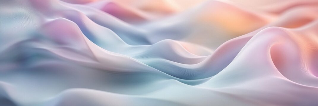 An abstract display of flowing lines and waves in soft pastel shades evokes feelings of peace and harmony, creating a serene atmosphere. Generative AI