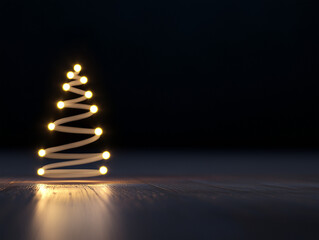Obraz premium Golden Christmas Tree Sparkle on Dark Background - Elegant Greeting Card