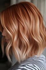 Naklejka premium Woman with Short Wavy Red Hairstyle 