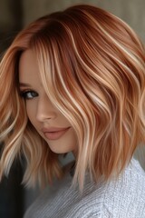 Naklejka premium Woman with Short Wavy Red Hairstyle 