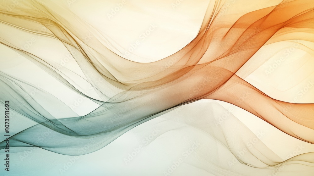 Poster the artwork features smooth, flowing lines and gentle waves in pastel hues, creating a serene enviro