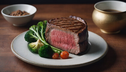 grilled wagyu beef steak on a plate