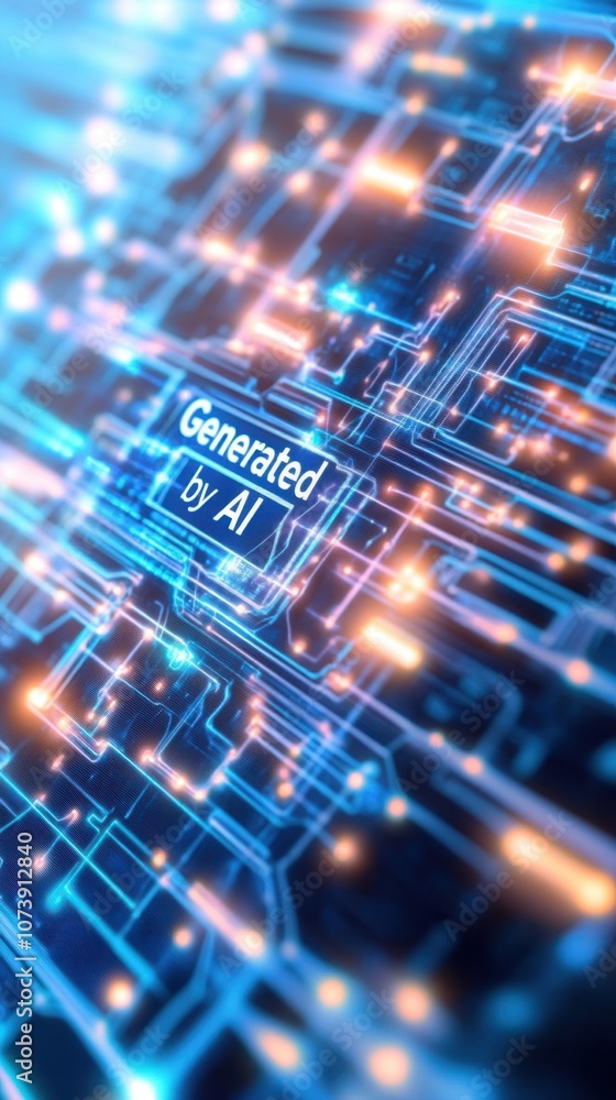 Aufkleber Exploring the Vibrant World of AI-generated Text on a Futuristic Computer Interface