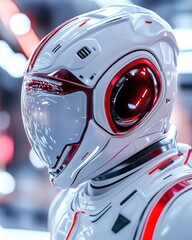 Fototapeta premium A Visionary Astronaut Explores a Futuristic Space Station in a Dazzling Sci-Fi Universe