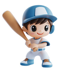 A cute cartoon style baseball player isolated on a transparent background
