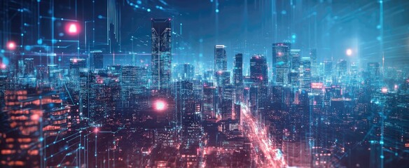 city and digital technology image background