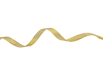 Gold ribbon curly scroll isolated on white background with clipping path for Christmas, birthday...