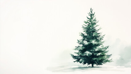 Fototapeta premium Adorable Christmas Tree Illustration: Watercolor Style on White