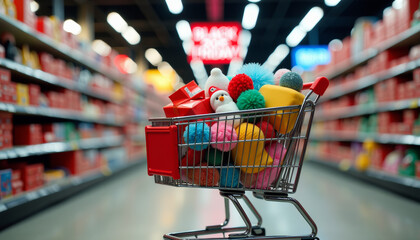 Black Friday Shopping Cart Filled with Gifts