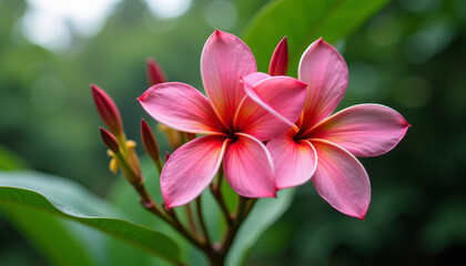 Fototapeta premium Closeup of Stunning Pink Plumeria