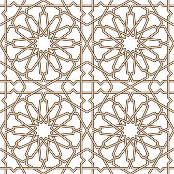 Seamless girih pattern. Traditional Islamic Design. Mosque decoration element. Seamless geometric pattern. Seamless islamic pattern. Background illustration. Morocco seamless pattern.