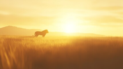 Majestic Lion King of the African Plains 3D Render at Sunset with Ultra-Detailed Realism