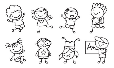 Hand Drawn Line Art Characters