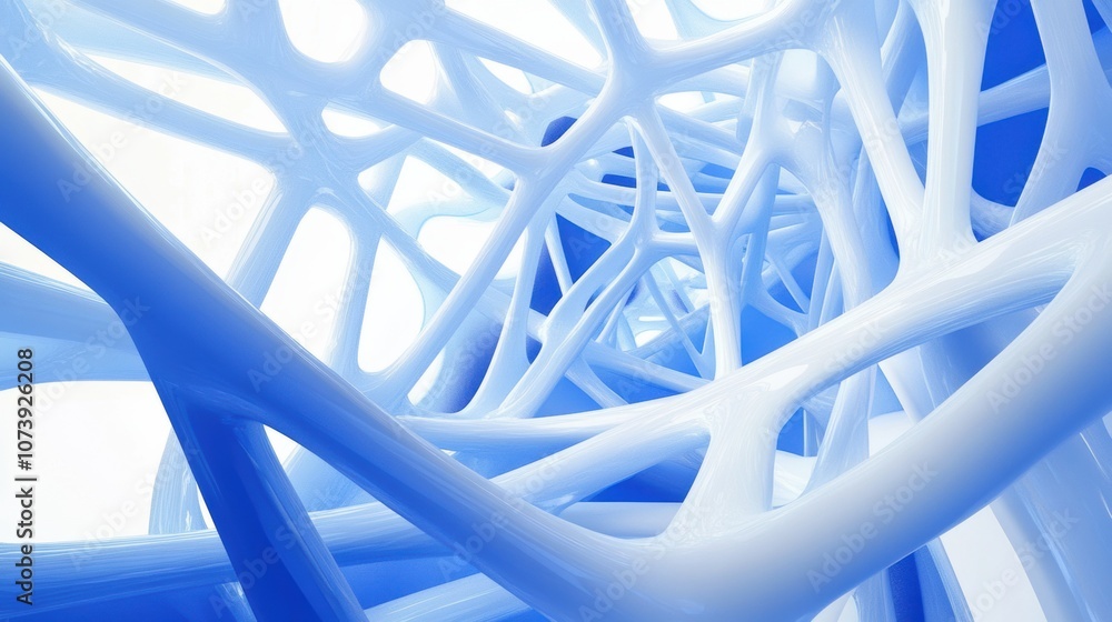 Fototapete this artwork showcases an intricate pattern of blue and white network lines, creating a mesmerizing 