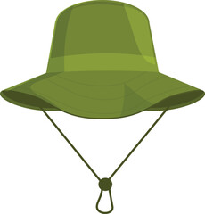 Green bucket hat with chin strap provides excellent sun protection, perfect for outdoor activities © nsit0108