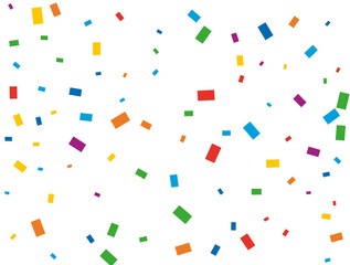 Rainbow Rectangular Confetti. Confetti celebration, Falling rainbow abstract decoration for party, birthday celebrate, anniversary or event, festive. Festival decor. Vector illustration.