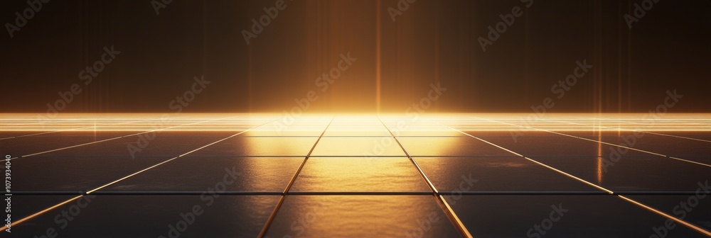Aufkleber golden light beams reflect off tiles, creating a beautiful contrast of light and shadow, evoking a s